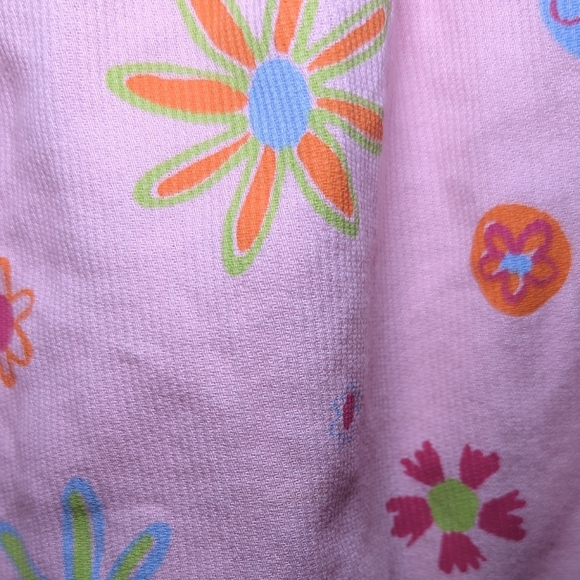 Painting Red Rhinos Pink Ribbed Floral Pants with Colorful Fringe Girls Size 6-7 - Picture 2 of 6